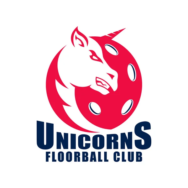 Logotipo Bola Suelo Unicornios Logotipo Floorball Para Diseño Ilustración Vectorial — Vector de stock