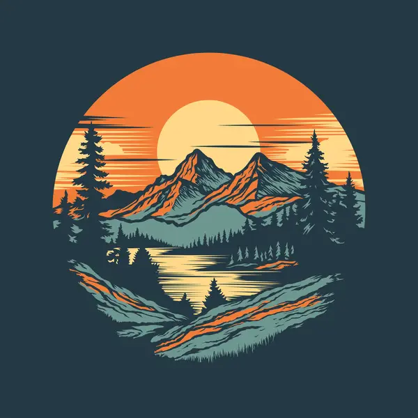 stock vector Mountain logo design, outdoor adventure. Illustration for t shirt and other uses. Vector illustration