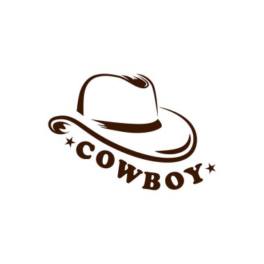 Kovboy şapkası logosu şablonu. Kovboy şapkası çizimi.