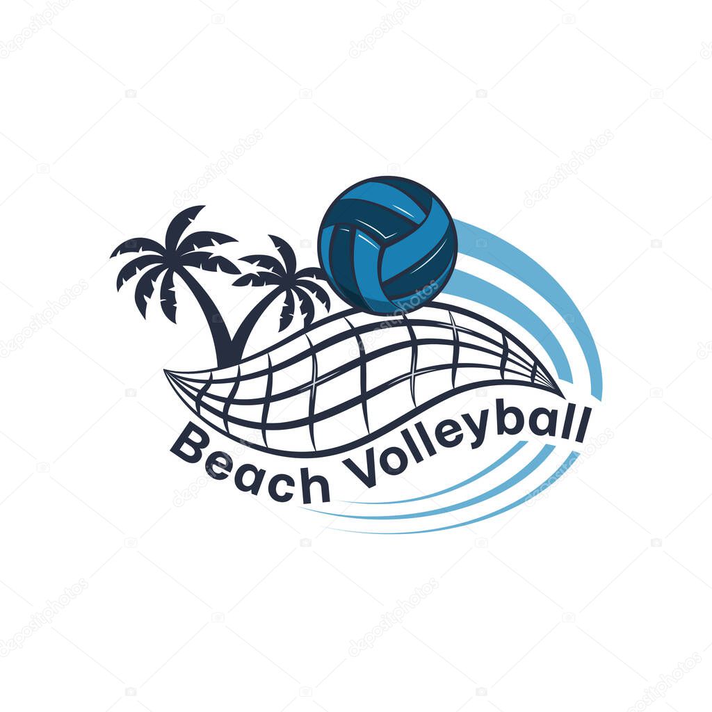 Beach Volleyball emblem logo design vector illustration