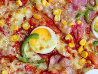 yemek arkaplanı, pizza dokusu yakın. 