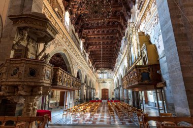 Enna - November 25, 2022:  Interior of the Enna Cathedral (Duomo di Enna), Sicily, Italy. Is a national monument and a UNESCO Site 