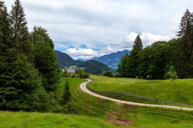 Mountain landscape. Scenic view of a mountain hills and mountain road 