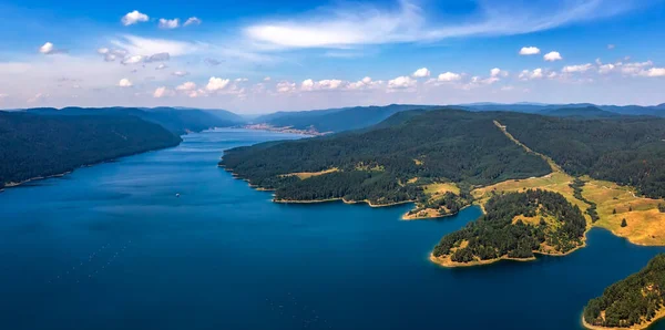 stock image Stunning aerial panorama view of the lake coastline, Dospat, Bulgaria