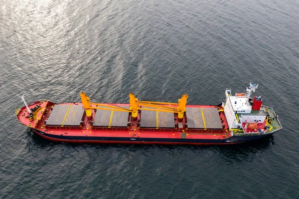Duży Statek Morzu Widok Lotu Ptaka Statek Towarowy Import Eksportu — Zdjęcie stockowe