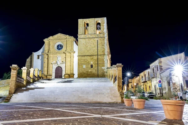 Trappenhuis Gevel Van Kathedraal Van Saint Gerlandof Agrigento Sicilië Nachts — Stockfoto