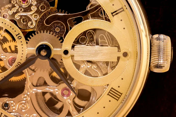 Macro Tiro Engrenagens Relógio Dentro Relógio — Fotografia de Stock