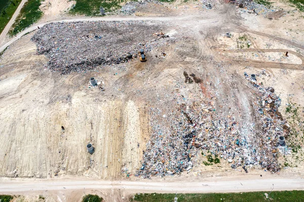 Aerial Top View City Garbage Dump Waste Disposal Facility — Stockfoto