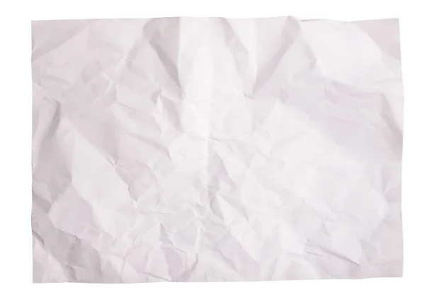 Textura Fundo Papel Enrugado Branco Isolado Branco — Fotografia de Stock