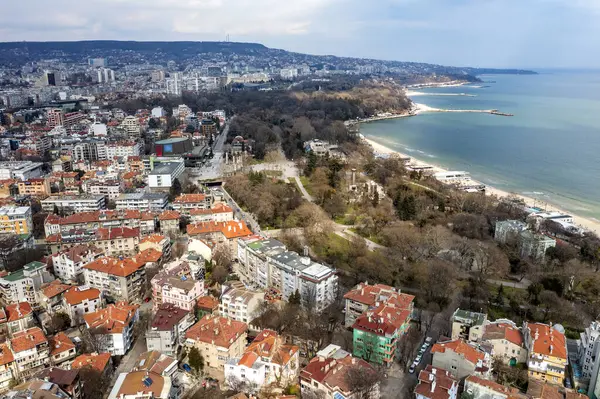 aerial view of coast and Varna city,
