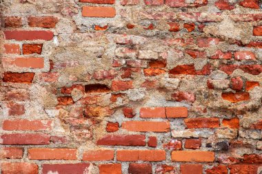 Eski bir tuğla duvarın yüzeyi