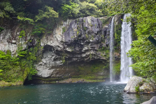 stock image Beautiful waterfall on an island in South Korea