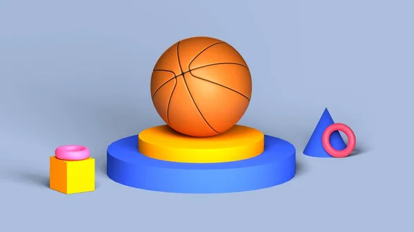 Darstellung Der Basketball Illustration Über Dem Podium Isoliert Auf Weichem — Stockfoto