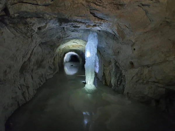Túnel Meu Gelo Espeleostologia Espeleologia Túnel Sumidouros Masmorra — Fotografia de Stock
