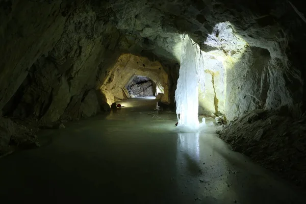Tunnel Miniera Speleo Montagna Oscurità Avventure Speleostologia — Foto Stock