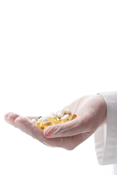Medicina Farmacologia Medico Possesso Mucchio Pillole — Foto Stock