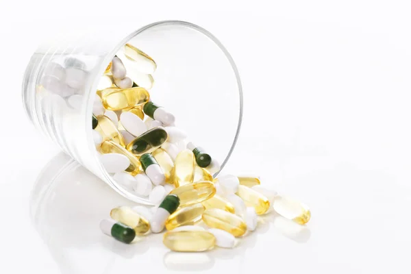 Medicine Pharmacology Heap Pills Table — Stock Photo, Image