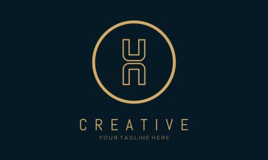 Çember elementli Altın Harf X Logosu Tasarımı. Bağlı Tipografi X Nokta Harf Logosu Tasarımı.