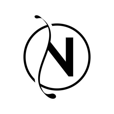 İlk N logo tasarım vektör şablonu. Soyut Harf N logo tasarımı