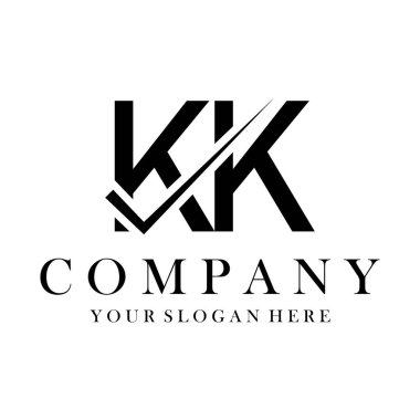 KK Harfi Logo Tasarım Şablonu Vektörü. Yaratıcı baş harfler KK logosu kavramı.
