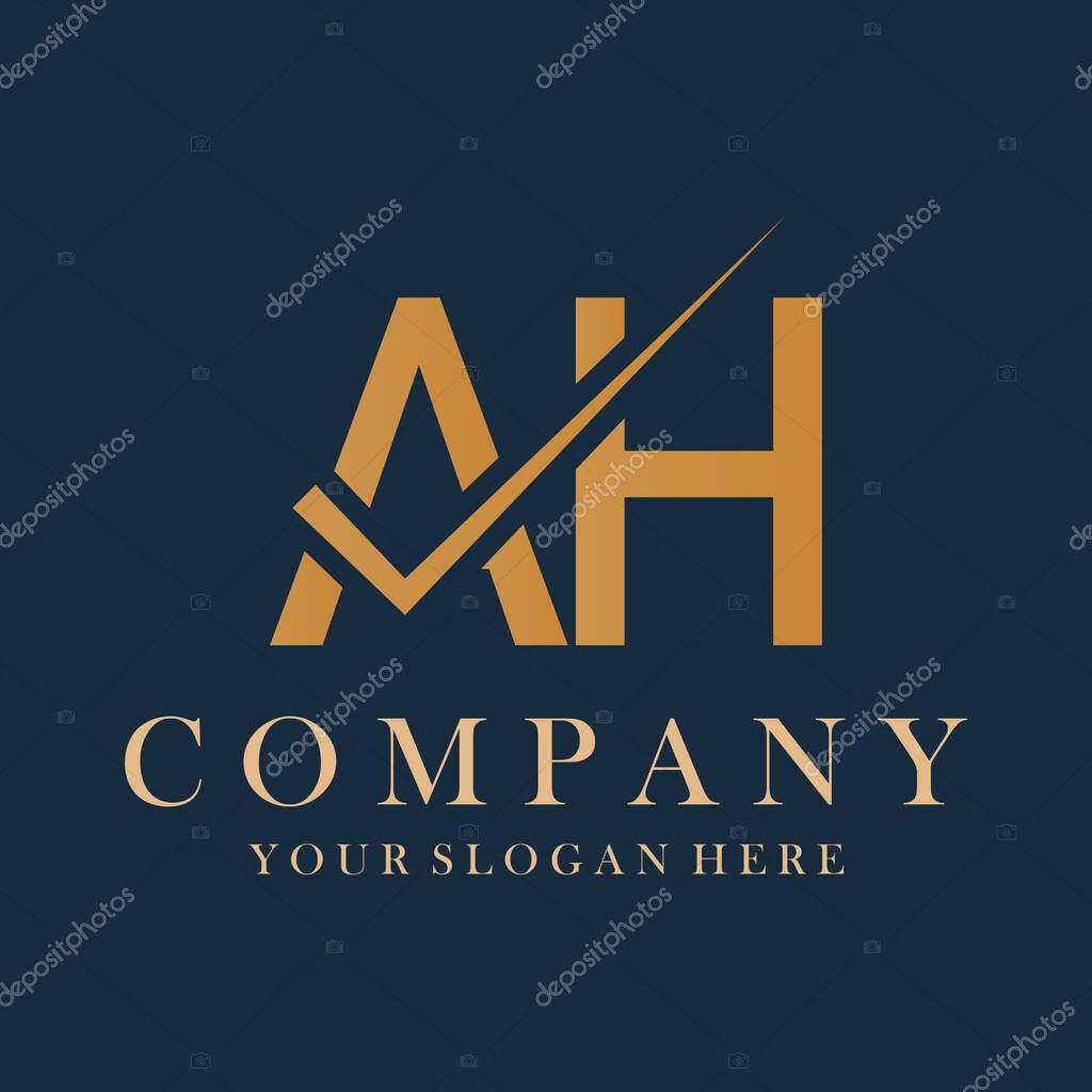 AH Letter Logo Design Template Vector. Creative initials letter AH logo concept.