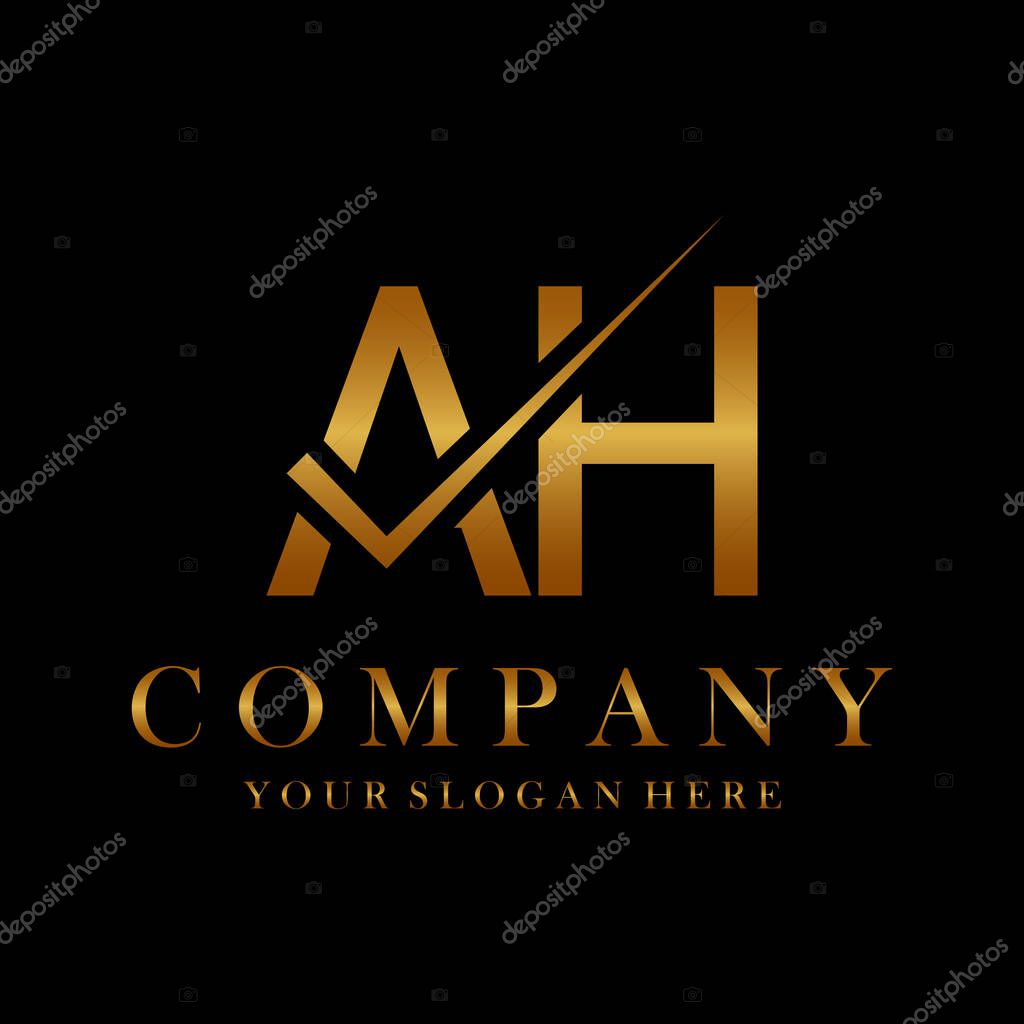 AH Letter Logo Design Template Vector. Creative initials letter AH logo concept.