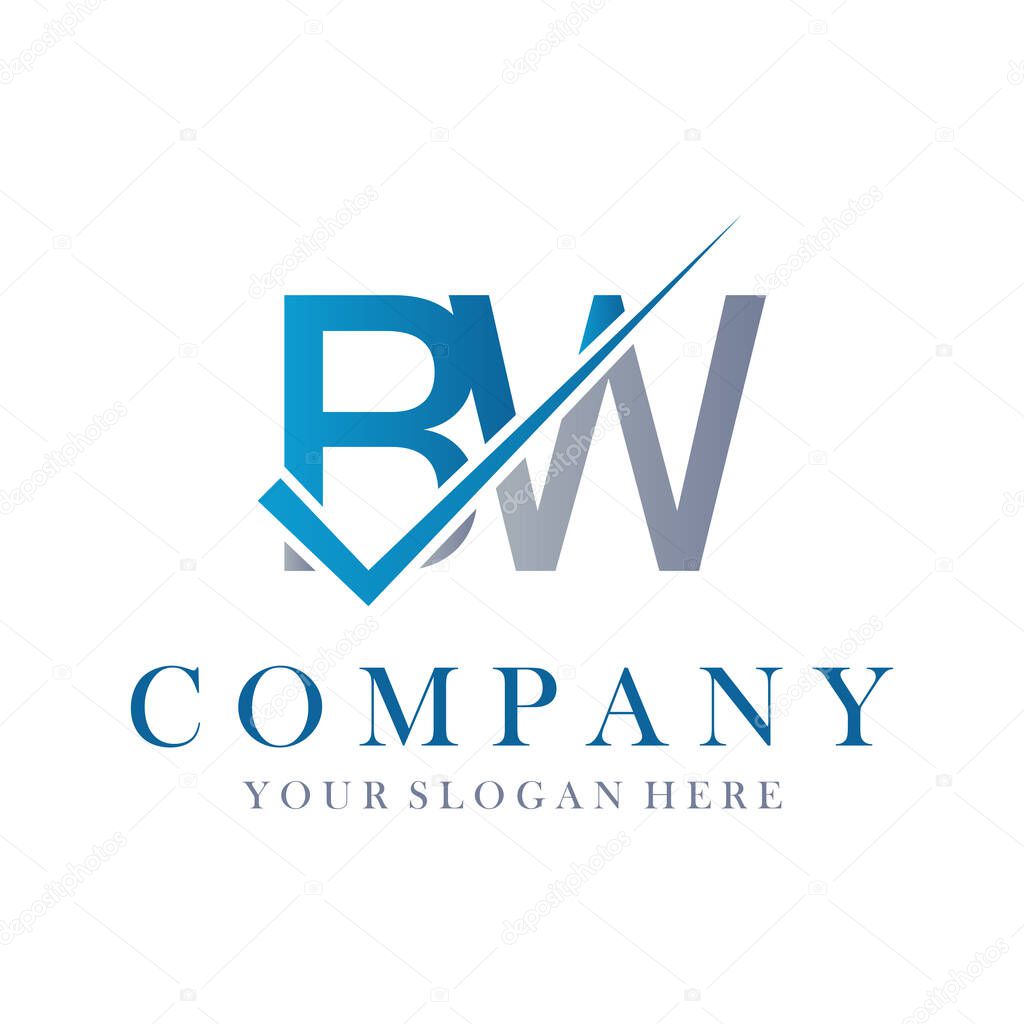 BW Letter Logo Design Template Vector. Creative initials letter BW logo concept.