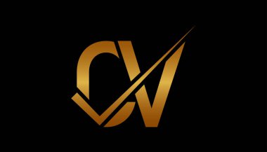 CV Harf Logo Tasarım Şablonu Vektörü. Yaratıcı baş harfler CV logo kavramı.