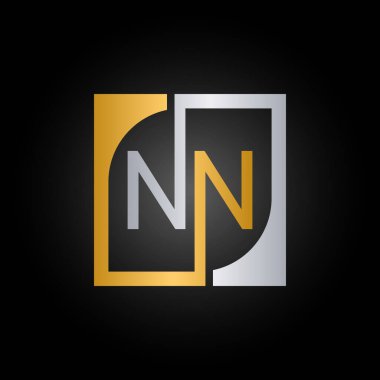 Kare Arkaplan ile NN Logo Tasarım Şablonu Vektörü.