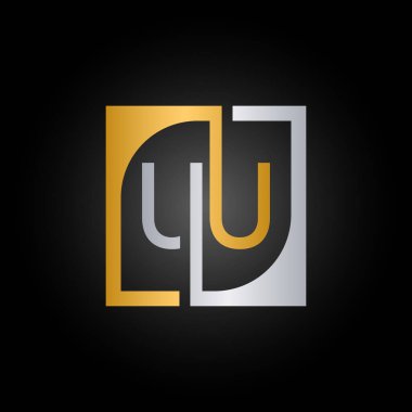 Kare Arkaplan ile UU Logo Tasarım Şablonu Vektörü.