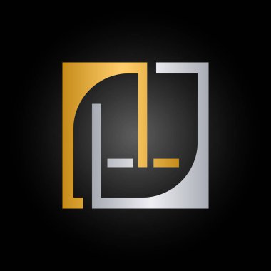 Kare Arkaplan ile LL Logo Tasarım Şablonu Vektörü.