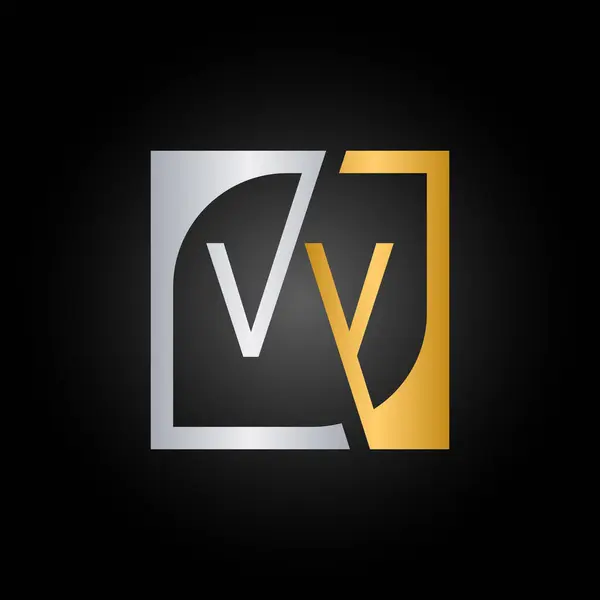 Kare Arkaplan ile VV Logo Tasarım Şablonu Vektörü.