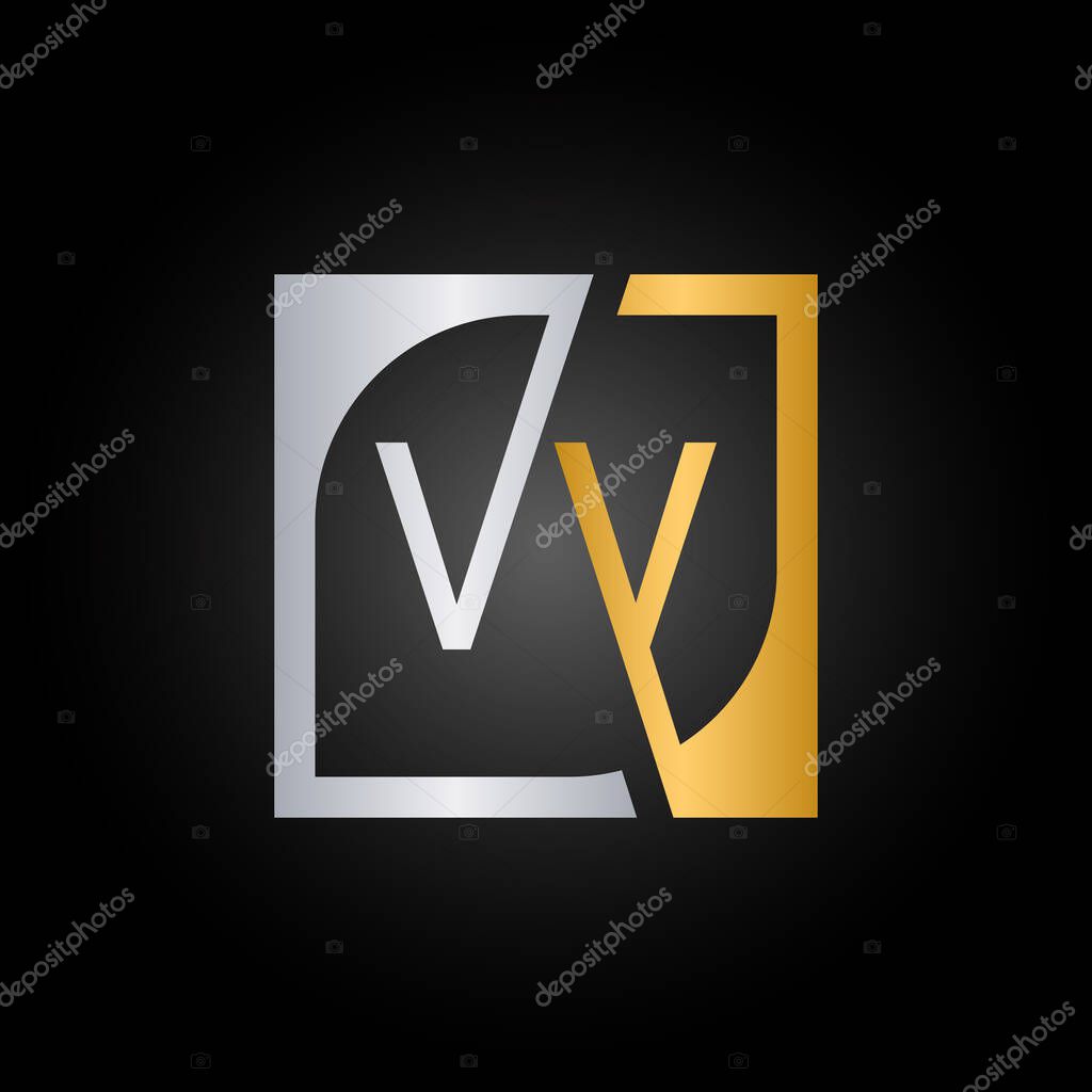 VV Logo Design Template Vector With Square Background.