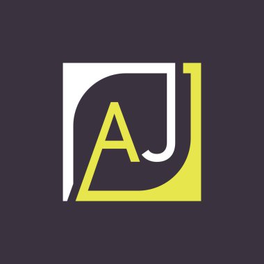 Kare Arkaplan ile AJ Logo Tasarım Şablonu Vektörü.
