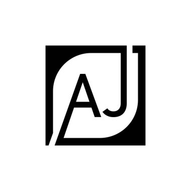 Kare Arkaplan ile AJ Logo Tasarım Şablonu Vektörü.