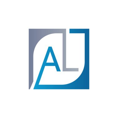 Kare Arkaplan ile AL Logo Tasarım Şablonu Vektörü.