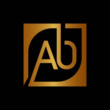 Kare Arkaplan ile AO Logo Tasarım Şablonu Vektörü.