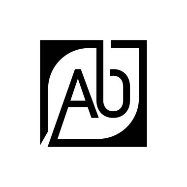 Kare Arkaplan ile AO Logo Tasarım Şablonu Vektörü.