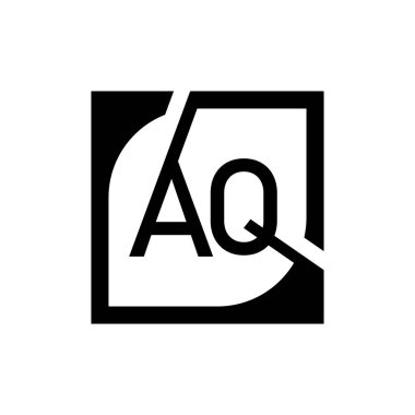 Kare Arkaplan ile AQ Logo Tasarım Şablonu Vektörü.