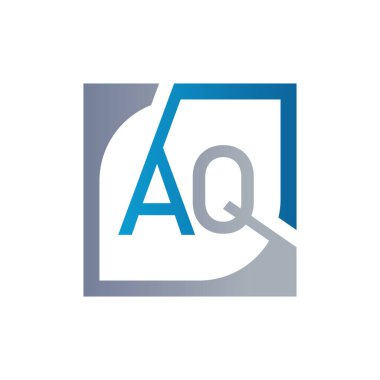 Kare Arkaplan ile AQ Logo Tasarım Şablonu Vektörü.