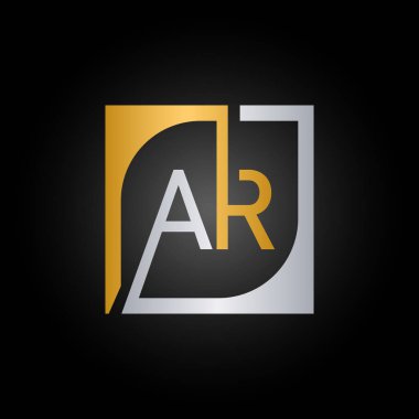 Kare Arkaplan ile AR Logo Tasarım Şablonu Vektörü.