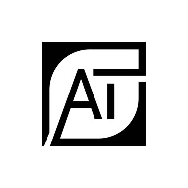 Kare Arkaplan ile AT Logo Tasarım Şablonu Vektörü.