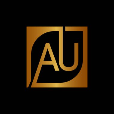 Kare Arkaplan ile AU Logo Tasarım Şablonu Vektörü.