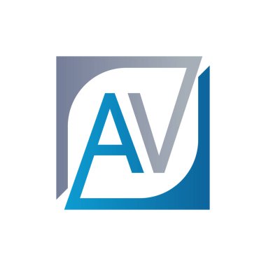 Kare Arkaplan ile AV Logo Tasarım Şablonu Vektörü.