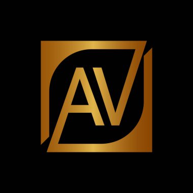 Kare Arkaplan ile AV Logo Tasarım Şablonu Vektörü.
