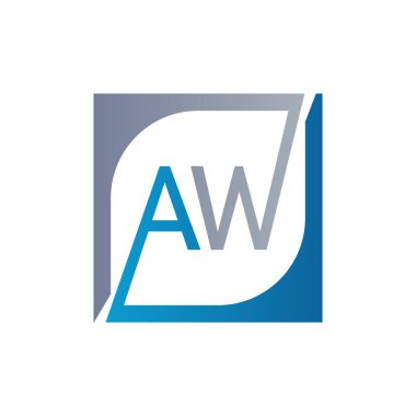 Kare Arkaplan ile AW Logo Tasarım Şablonu Vektörü.