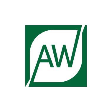 Kare Arkaplan ile AW Logo Tasarım Şablonu Vektörü.