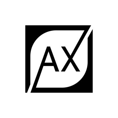 Kare Arkaplan ile AX Logo Tasarım Şablonu Vektörü.