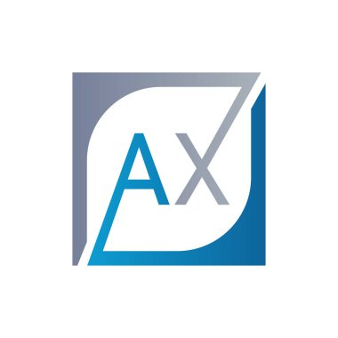 Kare Arkaplan ile AX Logo Tasarım Şablonu Vektörü.