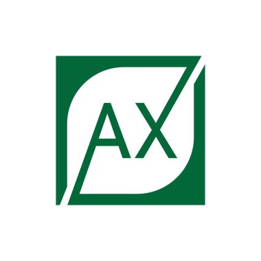 Kare Arkaplan ile AX Logo Tasarım Şablonu Vektörü.